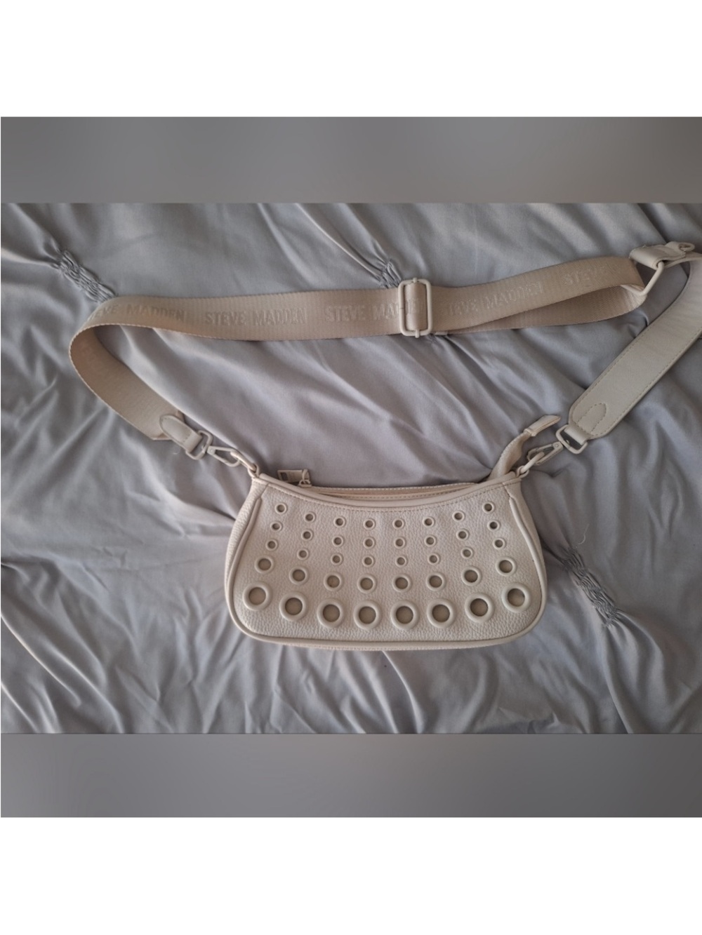 Steve Madden Cream Eyelet Crossbody Bag